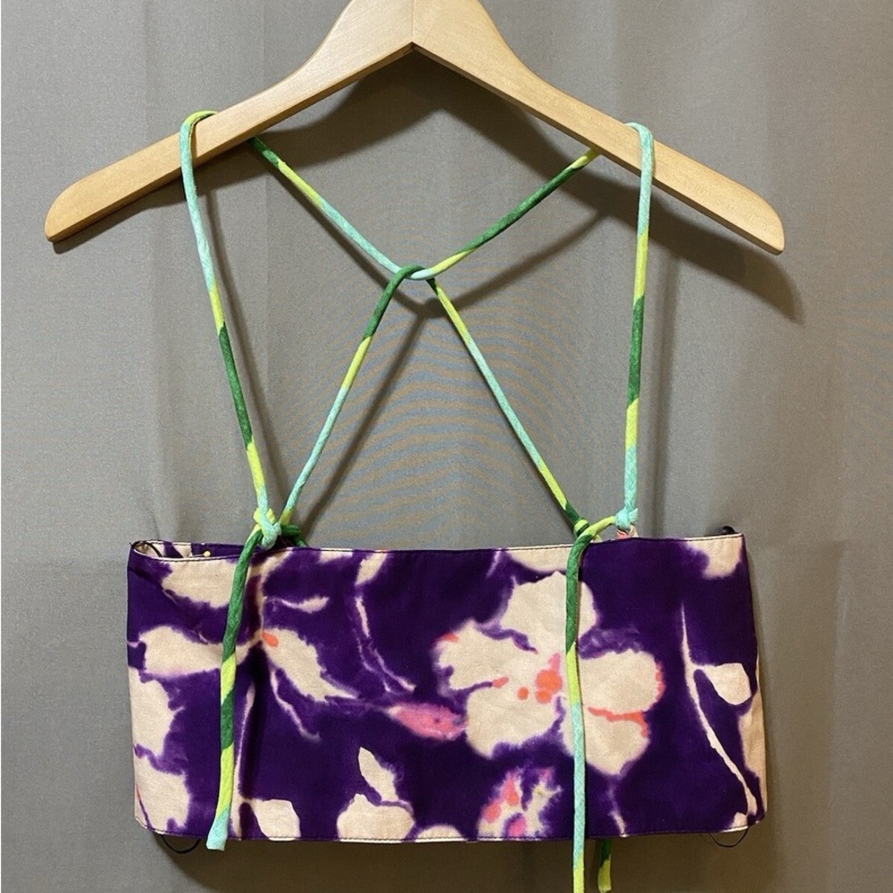 Zara Floral Tie Strap Crop Top